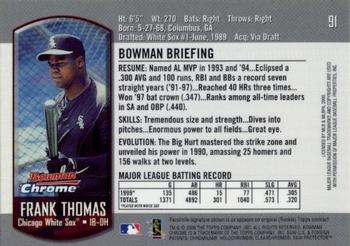 2000 Bowman Chrome #91 Frank Thomas Back