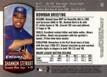 2000 Bowman Chrome #111 Shannon Stewart Back