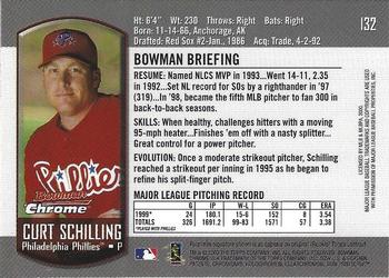 2000 Bowman Chrome #132 Curt Schilling Back