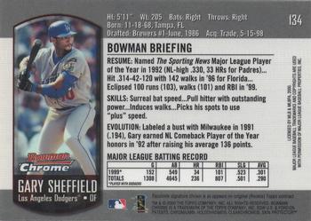 2000 Bowman Chrome #134 Gary Sheffield Back