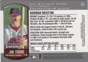 2000 Bowman Chrome #135 Jim Thome Back