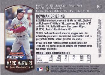 2000 Bowman Chrome #140 Mark McGwire Back