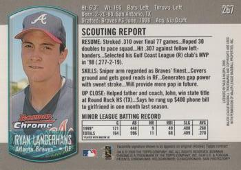 2000 Bowman Chrome #267 Ryan Langerhans Back