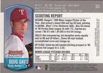 2000 Bowman Chrome #315 Doug Davis Back