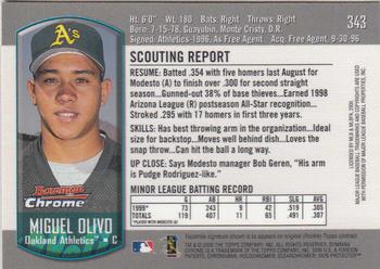2000 Bowman Chrome #343 Miguel Olivo Back