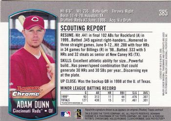 2000 Bowman Chrome #385 Adam Dunn Back