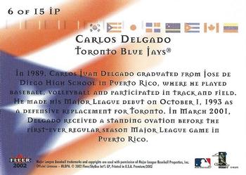 2002 Fleer Premium - International Pride #6 IP Carlos Delgado  Back