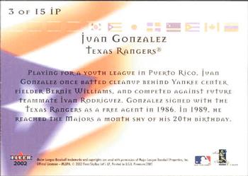 2002 Fleer Premium - International Pride #3 IP Juan Gonzalez  Back
