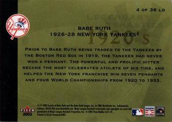 2002 Fleer Premium - Legendary Dynasties #4 LD Babe Ruth  Back