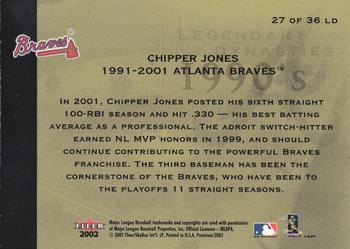 2002 Fleer Premium - Legendary Dynasties #27 LD Chipper Jones  Back