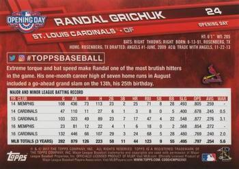 2017 Topps Opening Day #24 Randal Grichuk Back