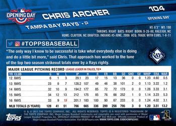 2017 Topps Opening Day #104 Chris Archer Back