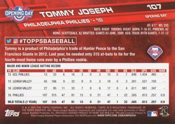 2017 Topps Opening Day #107 Tommy Joseph Back