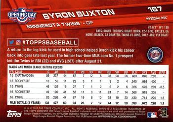 2017 Topps Opening Day #167 Byron Buxton Back