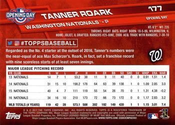 2017 Topps Opening Day #177 Tanner Roark Back