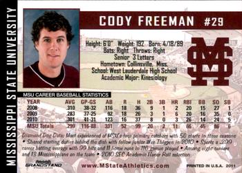 2011 Grandstand Mississippi State Diamond Dogs #NNO Cody Freeman Back