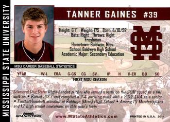 2011 Grandstand Mississippi State Diamond Dogs #NNO Tanner Gaines Back