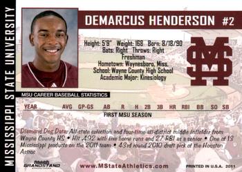 2011 Grandstand Mississippi State Diamond Dogs #NNO DeMarcus Henderson Back