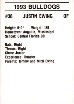 1993 Mississippi State Bulldogs #NNO Justin Ewing Back