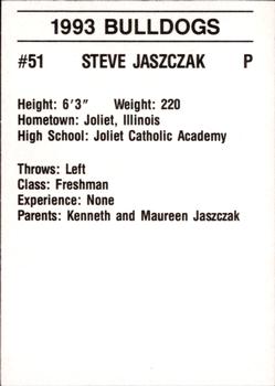 1993 Mississippi State Bulldogs #NNO Steve Jaszczak Back