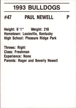 1993 Mississippi State Bulldogs #NNO Paul Newell Back