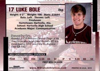 2010 Grandstand Mississippi State Bulldogs #NNO Luke Bole Back