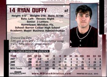 2010 Grandstand Mississippi State Bulldogs #NNO Ryan Duffy Back
