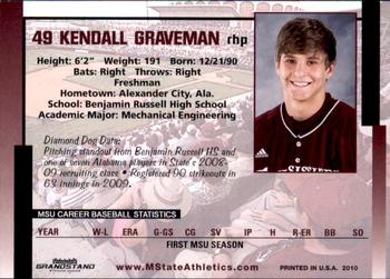 2010 Grandstand Mississippi State Bulldogs #NNO Kendall Graveman Back