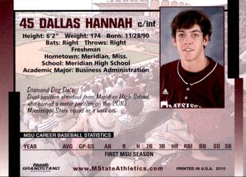 2010 Grandstand Mississippi State Bulldogs #NNO Dallas Hannah Back