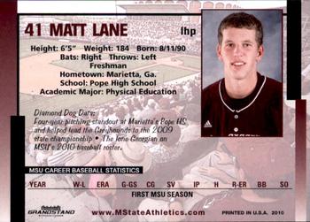 2010 Grandstand Mississippi State Bulldogs #NNO Matt Lane Back