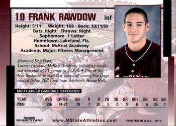 2010 Grandstand Mississippi State Bulldogs #NNO Frank Rawdow Back