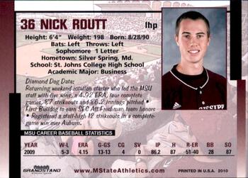2010 Grandstand Mississippi State Bulldogs #NNO Nick Routt Back