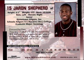 2010 Grandstand Mississippi State Bulldogs #NNO Jaron Shepherd Back