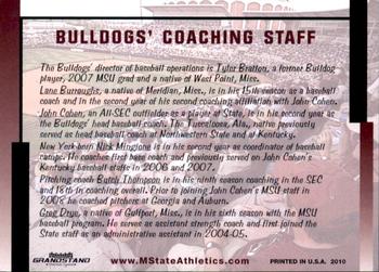 2010 Grandstand Mississippi State Bulldogs #NNO Bulldogs' Staff Back