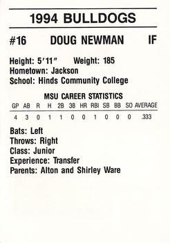 1994 Mississippi State Bulldogs #NNO Doug Newman Back