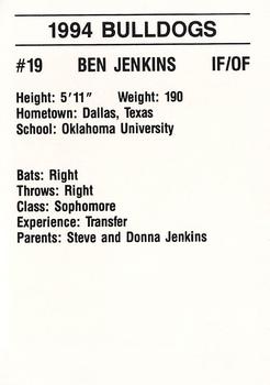 1994 Mississippi State Bulldogs #NNO Ben Jenkins Back