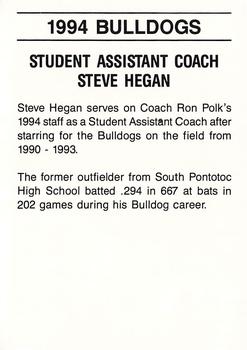 1994 Mississippi State Bulldogs #NNO Steve Hegan Back