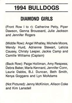 1994 Mississippi State Bulldogs #NNO Diamond Girls Back