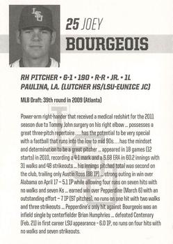 2012 LSU Tigers #NNO Joey Bourgeois Back