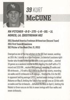 2012 LSU Tigers #NNO Kurt McCune Back