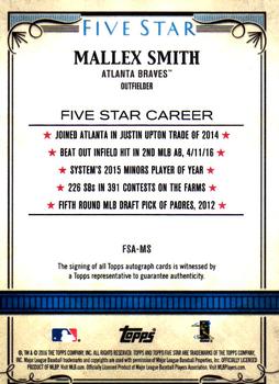 2016 Topps Five Star - Five Star Autographs #FSA-MS Mallex Smith Back