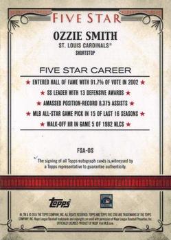 2016 Topps Five Star - Five Star Autographs Gold #FSA-OS Ozzie Smith Back