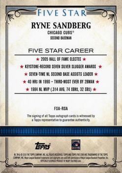 2016 Topps Five Star - Five Star Autographs Gold #FSA-RSA Ryne Sandberg Back