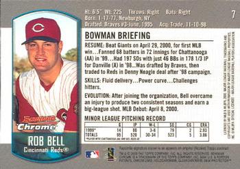 2000 Bowman Chrome Draft Picks & Prospects #7 Rob Bell  Back
