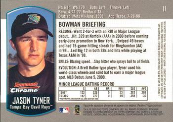 2000 Bowman Chrome Draft Picks & Prospects #11 Jason Tyner  Back