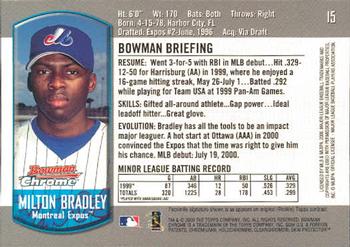 2000 Bowman Chrome Draft Picks & Prospects #15 Milton Bradley  Back