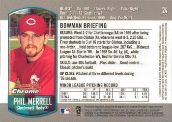 2000 Bowman Chrome Draft Picks & Prospects #24 Phil Merrell Back