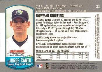 2000 Bowman Chrome Draft Picks & Prospects #33 Jorge Cantu Back