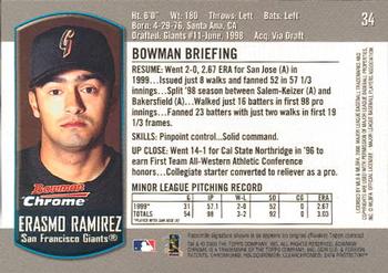 2000 Bowman Chrome Draft Picks & Prospects #34 Erasmo Ramirez Back