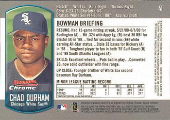 2000 Bowman Chrome Draft Picks & Prospects #41 Chad Durham Back